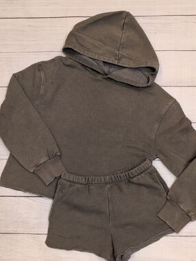 art class Olive Green Hoodie & Shorts Matching Set